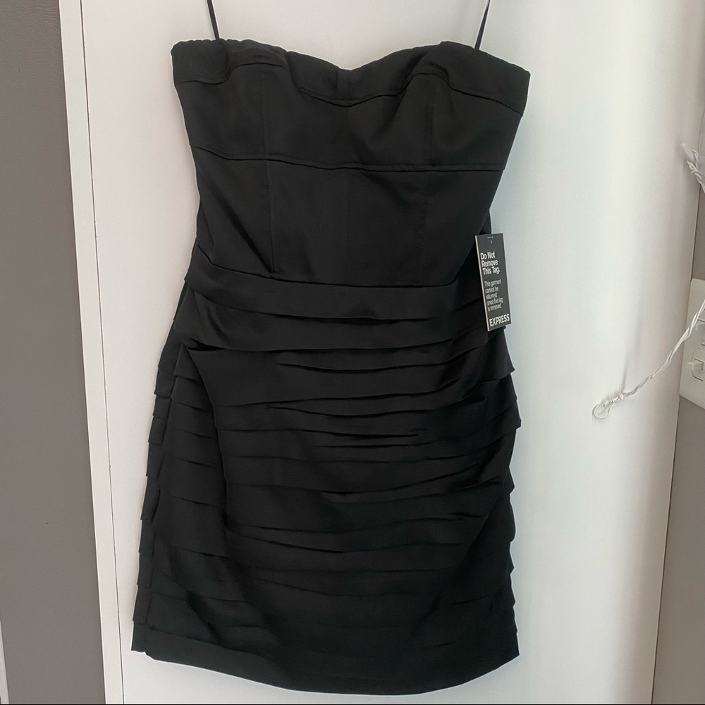 NWT Express Black Rouched Mini Dress